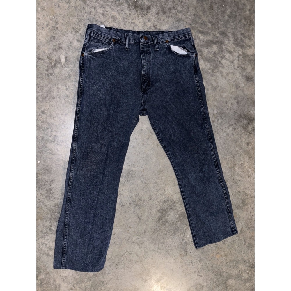 Wrangler Cowboy Cut Jeans Men 38x30 Black Denim Classic Original Fit Tapered Leg